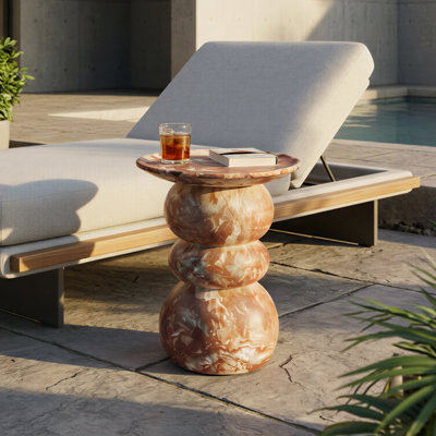 Table de bout Ivy Bronx Silfi Travertine