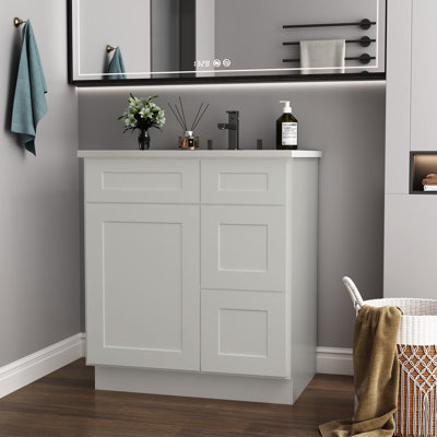 Antique White Plywood Vanity Sink Base Cabinet For Bathroom With Right Door, Build Modules, - Enveloping Shell, -Resisting Enclosure