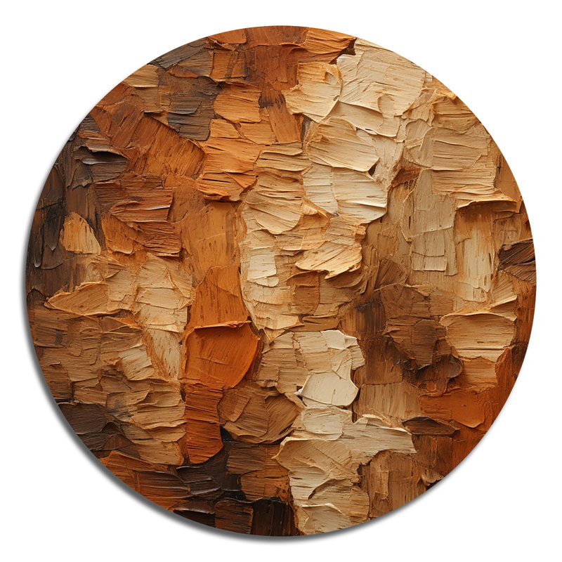 Écorce d'arbre brun Essence 2 - Paysages, art rond en métal, H 29 po x l 29 po