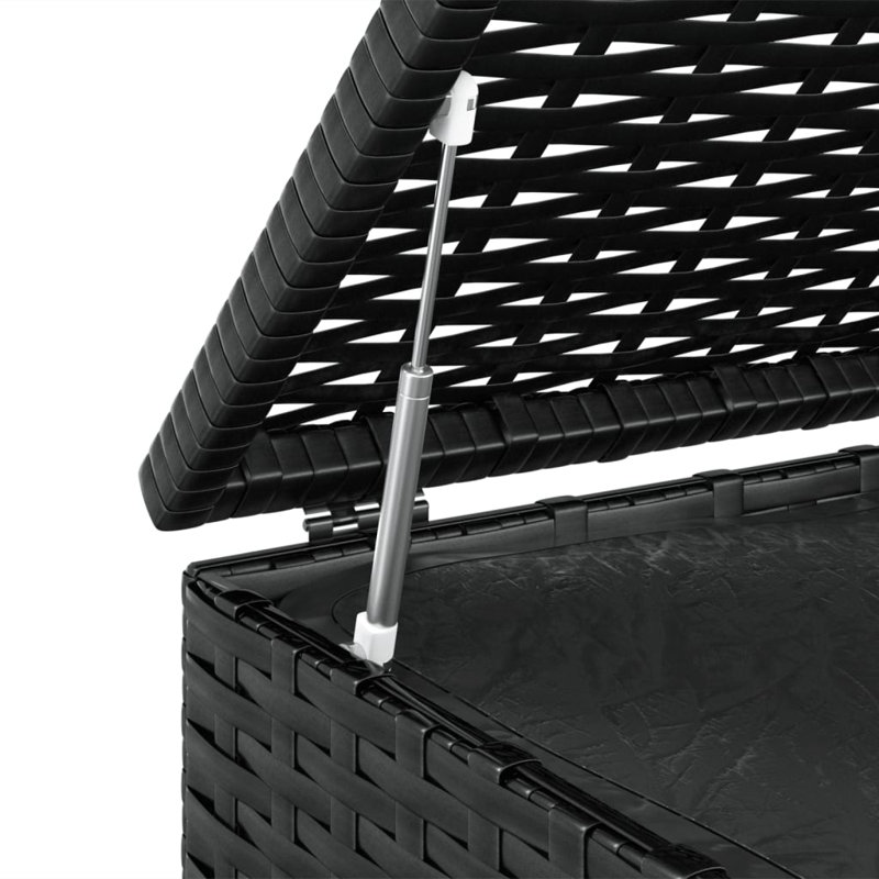 Latitude Run Huckson 100cm W 0L Water Resistant Poly Rattan Deck Box, 100 x 97.5 x 104 cm, Black