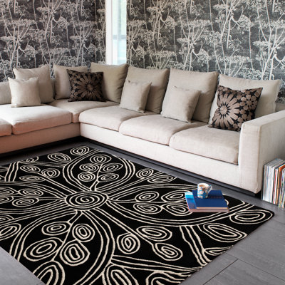 Kawamoto Floral Hand Woven Area Rug
