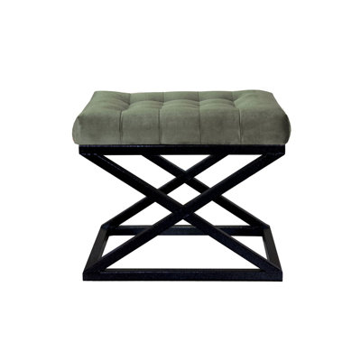 Stylish Pouffe Ottoman, 19.7 x 16.5 x 15.7 inches | 100% Metal Frame, 100% Polyester Babyface Fabric, Black & Green | Perfect for Living Room, Bedroom, and Relaxation Spaces | Durable and Chic Design