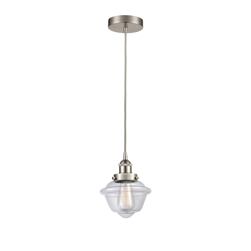 Luminaire suspendu 1 lumière Calliope, Transparent, Nickel satiné brossé