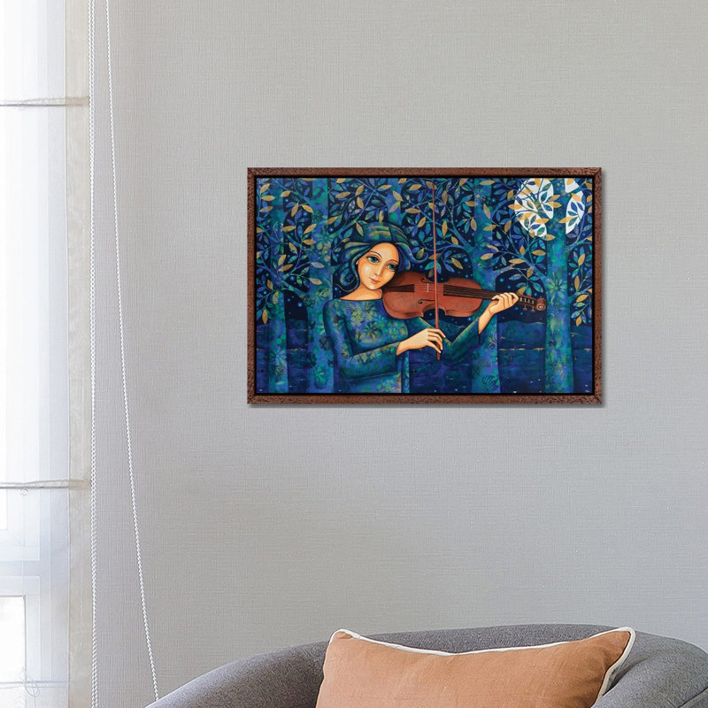 Night Violin 1 Piece Wall Art on Canvas, 66.04 cm H x 45.72 cm W, Classic Wood Floater Frame