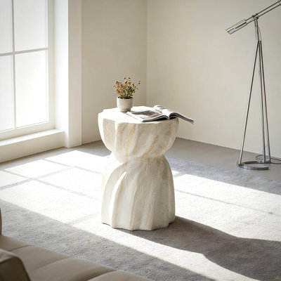 Tables de bout d'extérieur en ciment pour patio, table d'appoint en faux terrazzo Gardenaccent