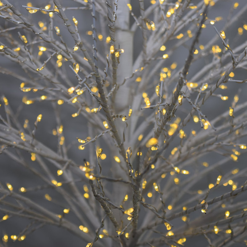 Arbre à micro-points avec lumières DEL blanc chaud, Blanc, H 82 po x L 19,2 po x P 19,2 po