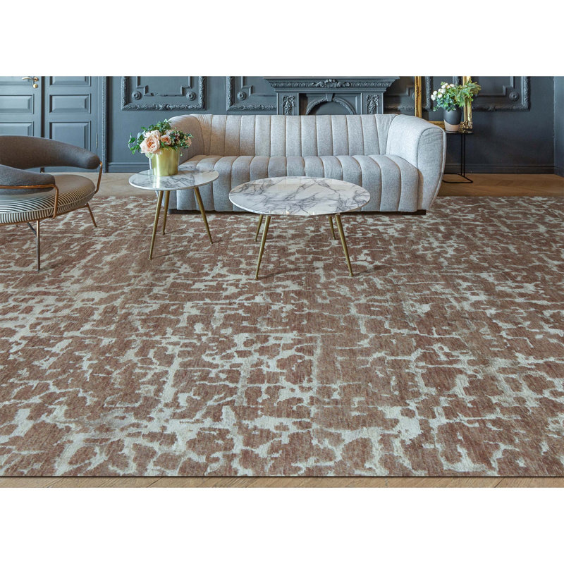 Wool Animal Print Area Rug in Rust/Blue