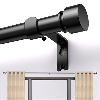 Black Curtain Rod 17 To 169 Inch For Window 160 Inch, Adjustable Heavy Duty Thick Matte Black Modern Extra Long 14 Ft