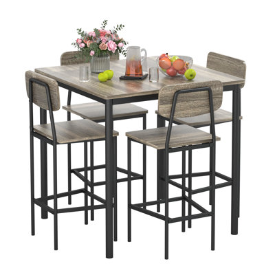 Vintage 5-Piece Dining Table & Chairs Set: Space-Saving Design, Durable and Easy to Clean