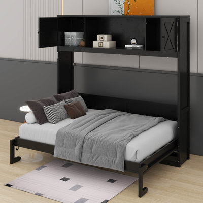 Grand lit escamotable avec armoires de rangement