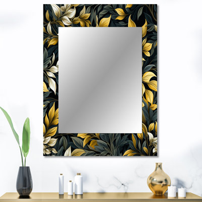 Motif de plantes tropicales jaunes et bleues - miroir mural tropical