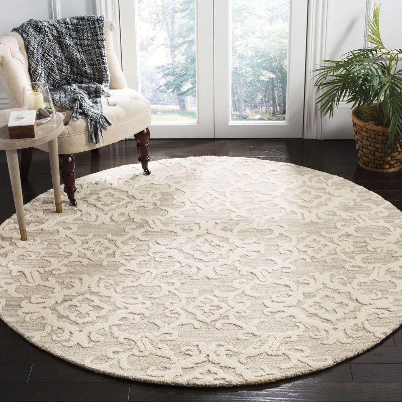 Tapis oriental en laine touffeté à la main Keyesport Blossom, Rond 8 pi