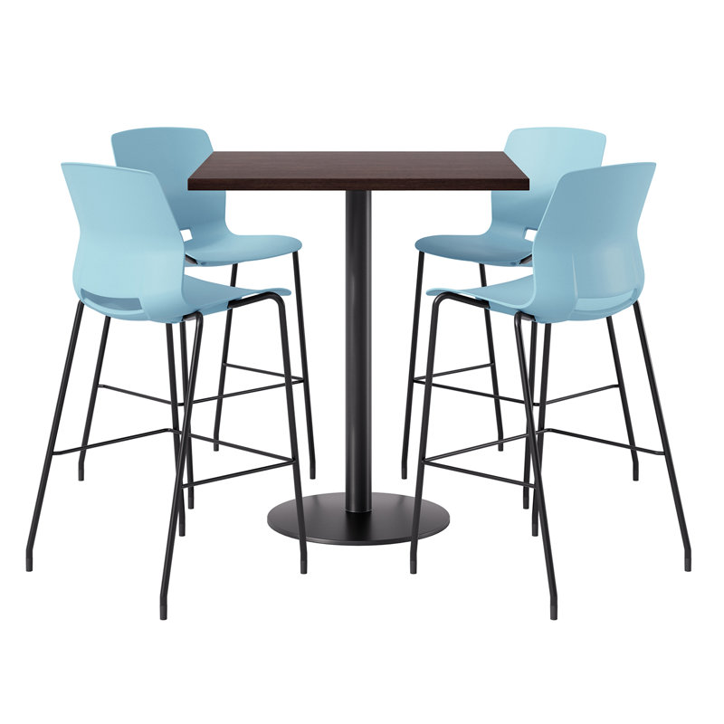 Ensemble repas pour 4 personnes à hauteur de bar, Bleu et noir, Espresso, H 29 po x L 36 po x l 36 po