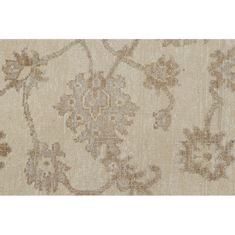 Oushak Handmade Oushak Silk Floral Area Rug, Rectangle 6' x 9'