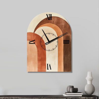 Horloge murale en métal arquée silencieuse Earthtone Arc Composition II - Style bohème