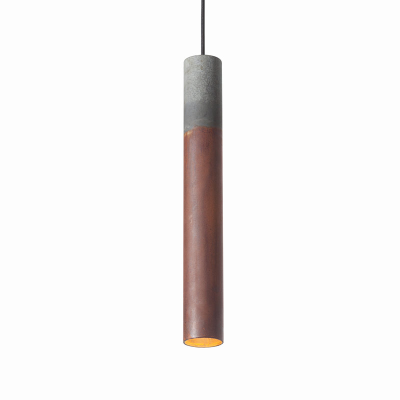 Roest 45V Pendant Rust-Zinc, 18" H x 2.5" W x 2.5" D, Rust/Zinc