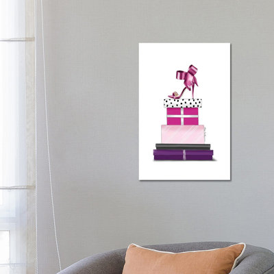 Christmas Stack Pink 1 Piece Wrapped Canvas Wall Art
