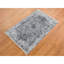Tapis gris en laine et en soie noué à la main 3 pi x 4 pi 10 po 667C0D0DAFBC4B1CB3446FC9DAEB9A01