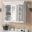 Armoire à pharmacie de 35 po avec miroir, 5 tablettes fermées et réglables, armoire de rangement murale avec portes en verre