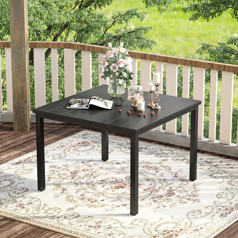 Table de salle à manger d'extérieur carrée L 37,8 po x l 37,8 po Milaan, Noir