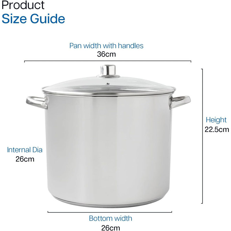 Besto Stainless Steel Stock Pot, 26 cm H x 26 cm W x 26 cm Diameter