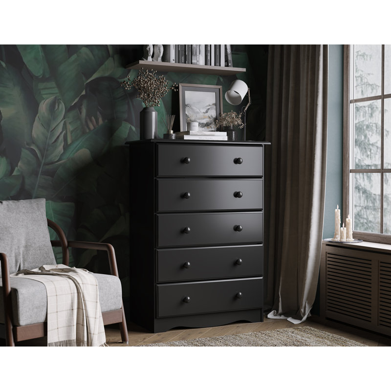 Commode 5 tiroirs Gallashaw, Noir