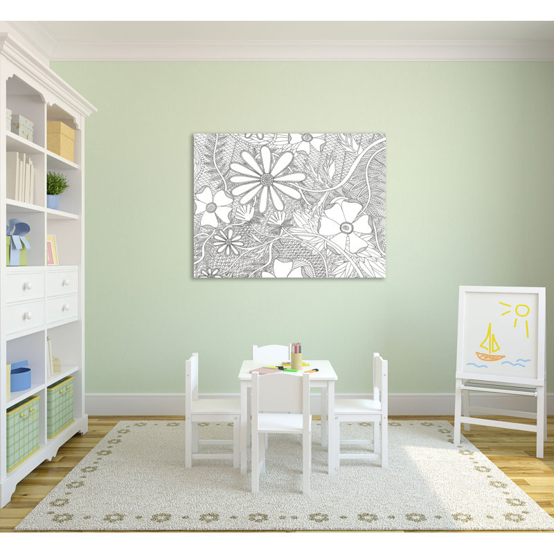 Wild Daisys Less par Pam Varacek - reproduction d'art sur toile tendue, H 28 po x l 42 po x P 1,5 po