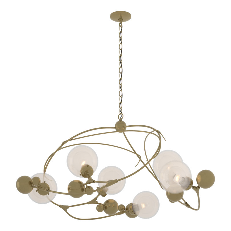 Sprig 6 - Light Unique Geometric Chandelier, Opaline, Modern Brass