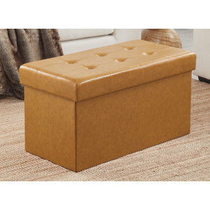 30" Wide Faux Leather Tufted Rectangle Storage Ottoman