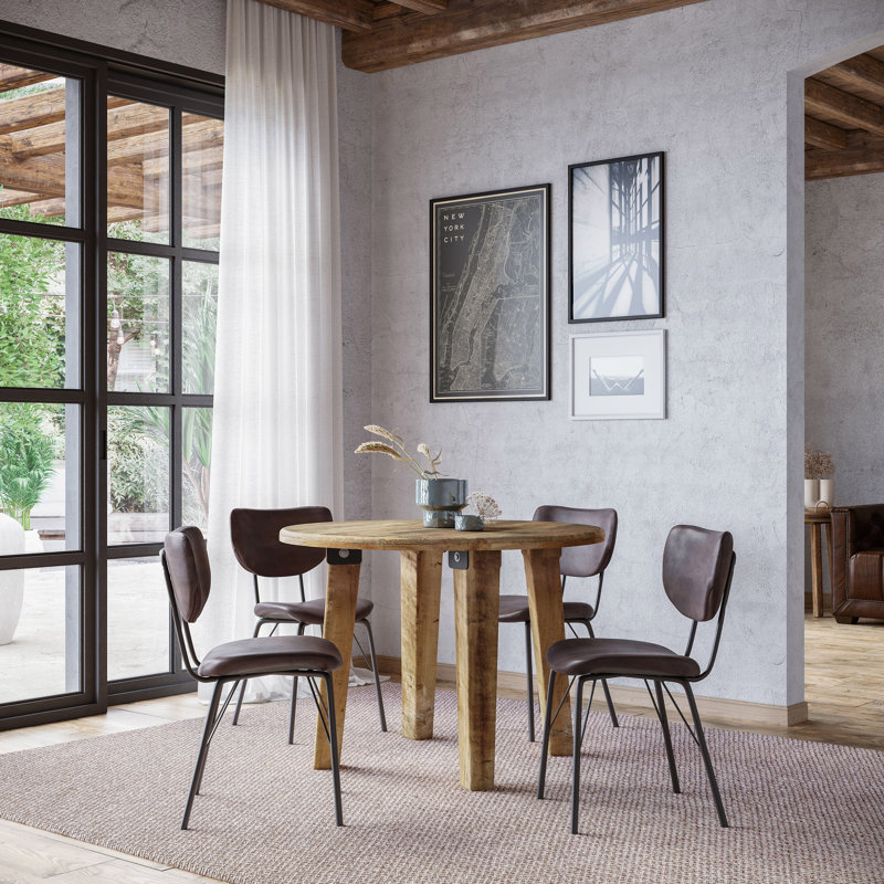 Juliana 4 - Person Solid Wood Solid Wood Top Four Leg Dining Set, Dark Brown