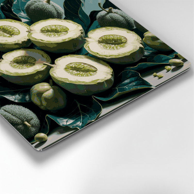 «Fruit Feijoa», art mural en métal vert, 12" H x 12" W