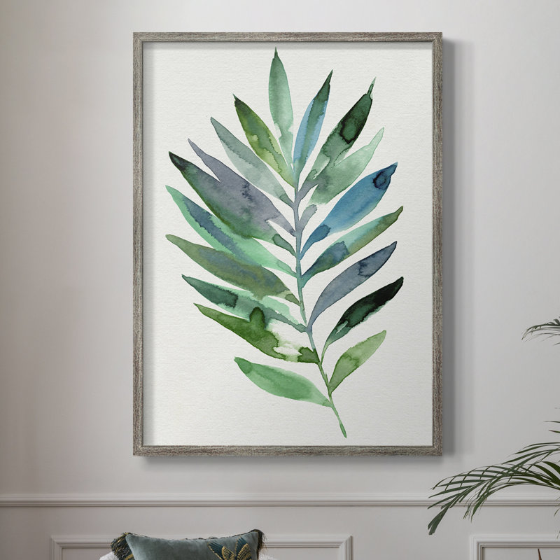 Palm Frond Flow III, reproduction encadrée - bois massif, H 11 po x l 9 po