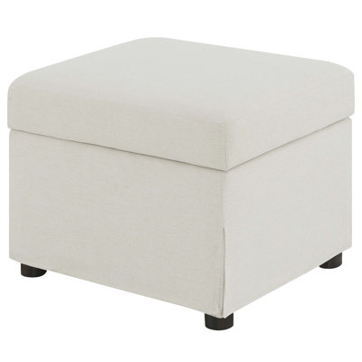 Merced Beige Upholstered Hydraulic Lift Top Storage Ottoman