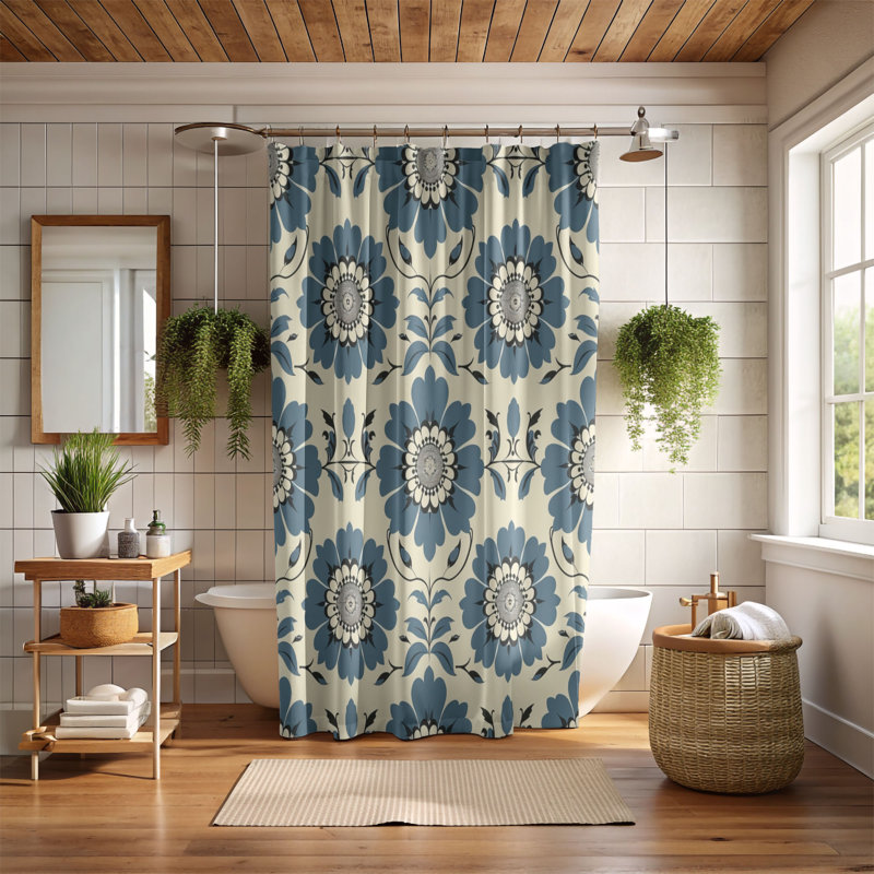 Antique Tile - Premium Shower Curtain, 74"H x 71"W