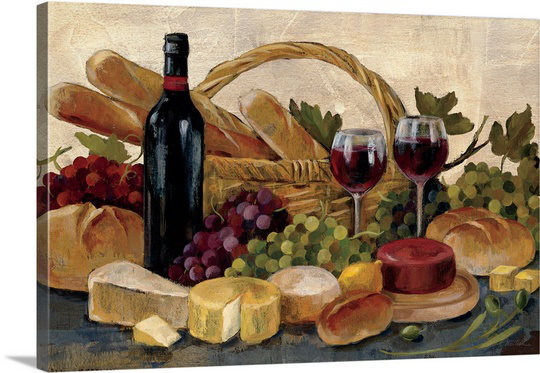 «Tuscan Evening Wine» par Yeung, reproduction d'art, H 32 po x l 48 po, Toile tendue, Sans cadre