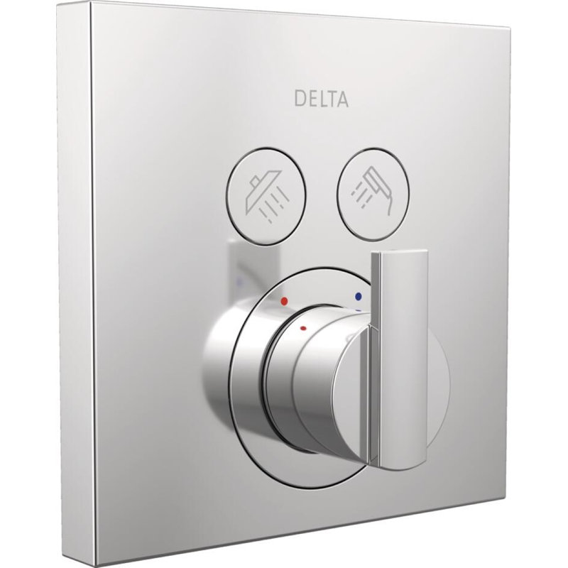 Angular Modern Push-Button Shower, Chrome