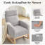 Chaise berçante moderne - dossier haut, accoudoirs, poches latérales, détails en molleton, pieds robustes en bois-685358038