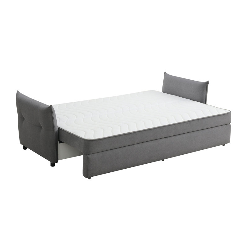 Lit gigogne en tissu avec rangement Irina, Gris
