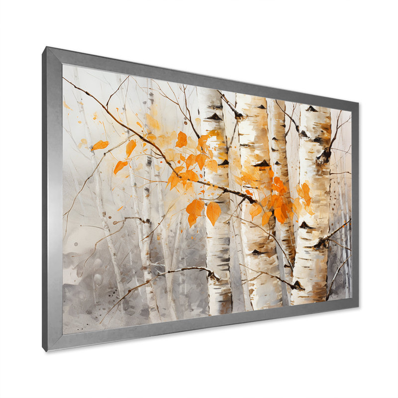«Orange Brich Wood In Winter», reproduction sur toile, Cadre photo argenté, H 16 po x l 32 po x P 1 po