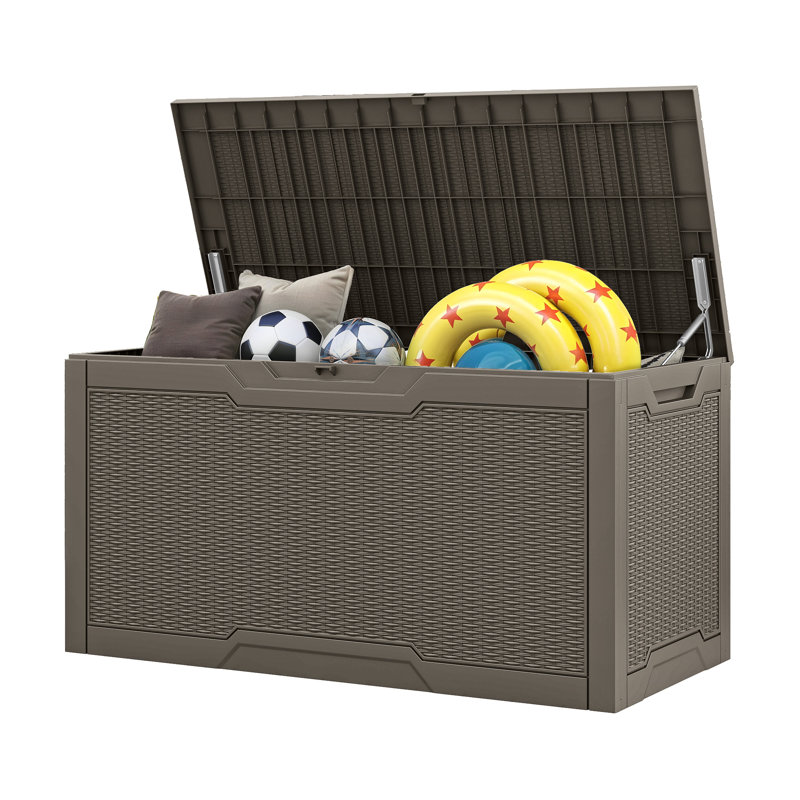 Boîte de rangement en résine verrouillable 100 gallons Balconera, Marron clair