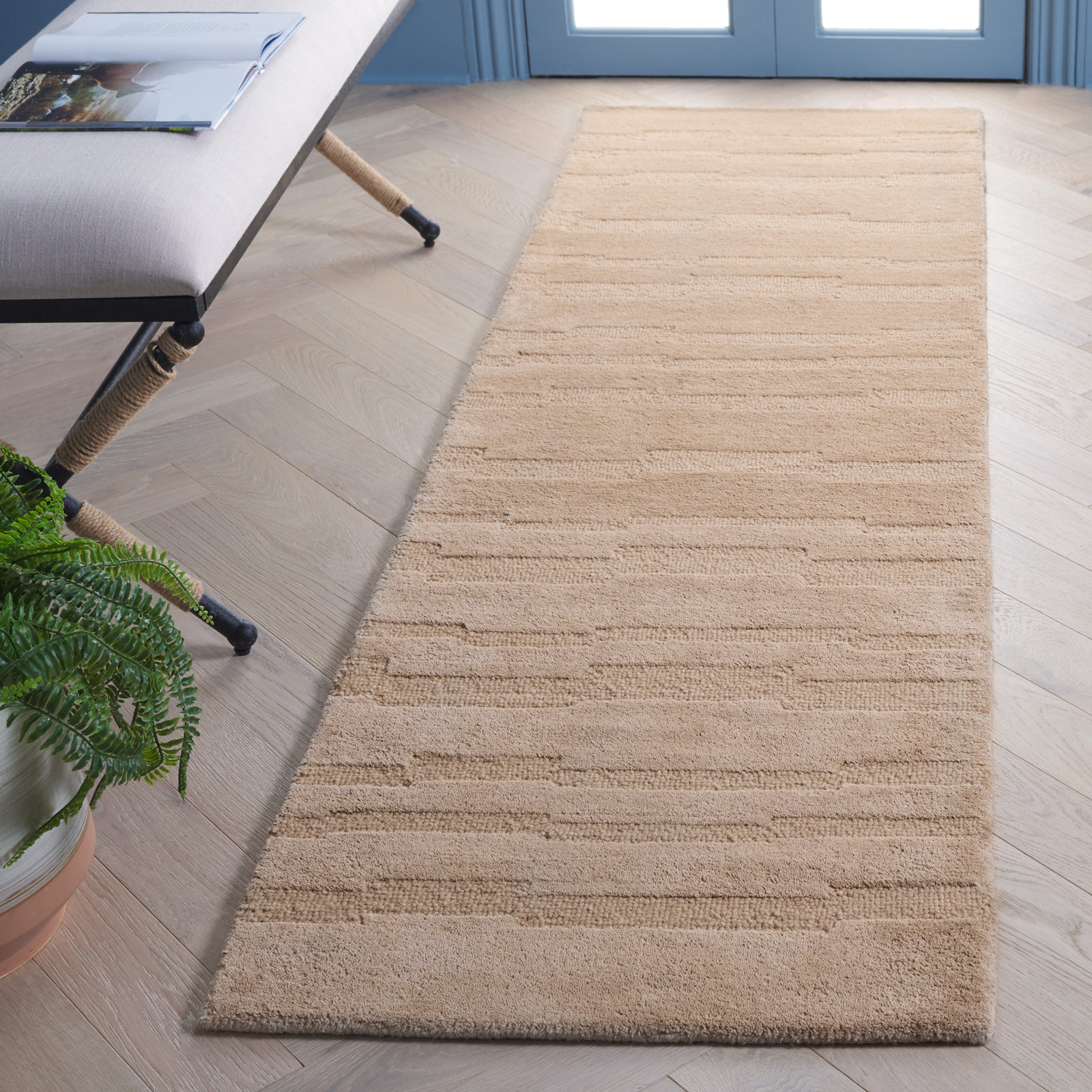 Elona Taupe Hand-Tufted Wool Rug, Runner 2'3" x 8'
