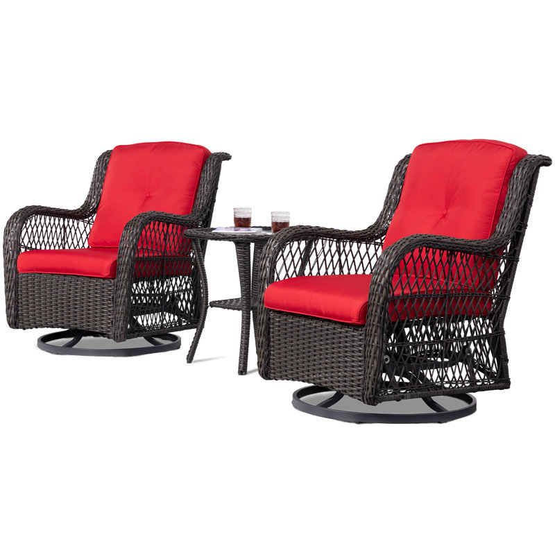 Chaise berçante pivotante avec coussins Shawen, Rouge