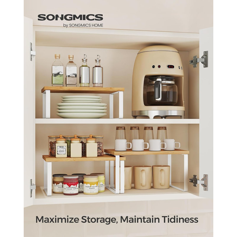 Ensemble de 3 tablettes de rangement pour armoire de cuisine, étagère à épices, empilable, extensible