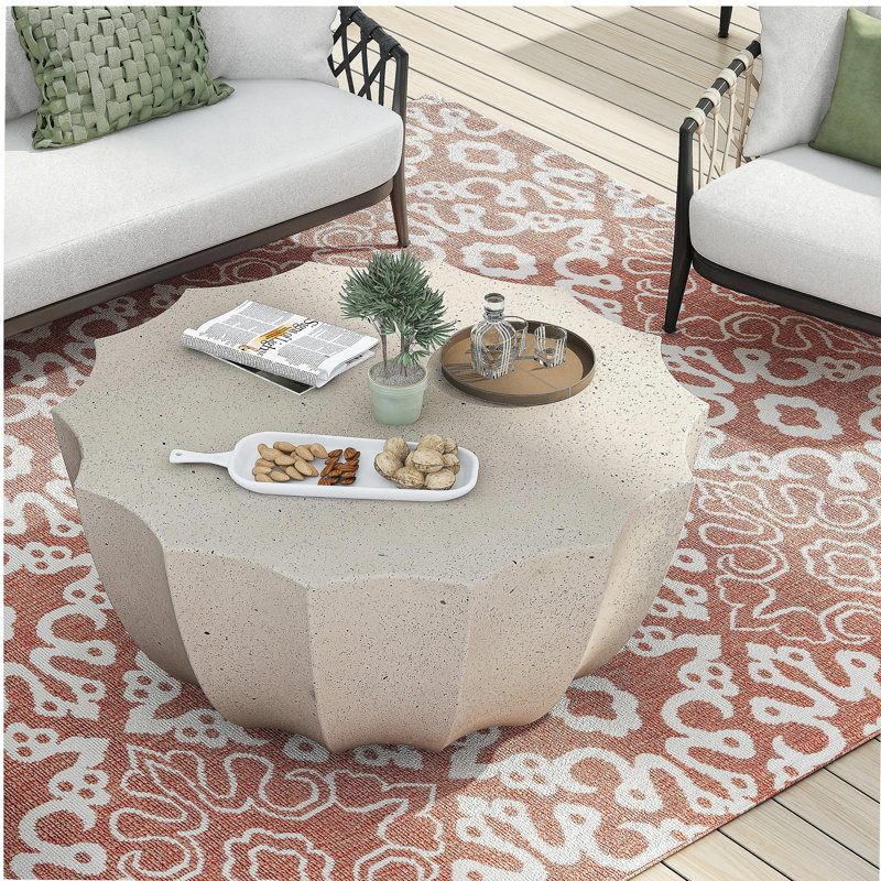 Table basse d'extérieur imperméable 35,43 po, Blanc
