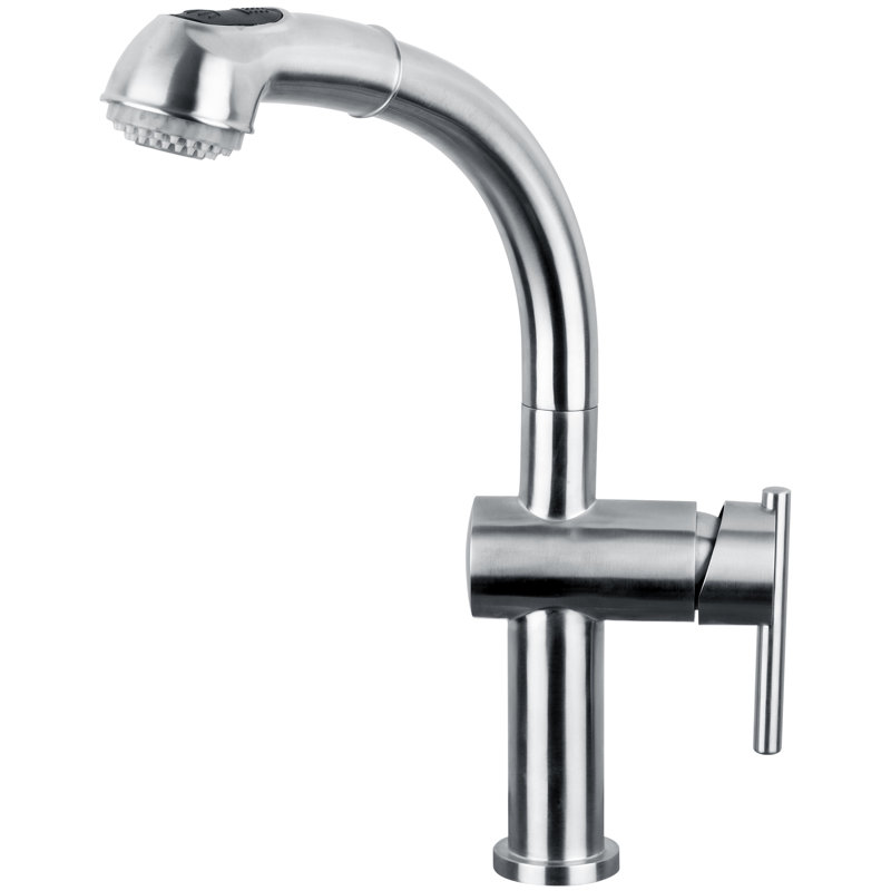 Whitehaus Collection Stainless Steel Single Lever Kitchen Faucet with Pull-out Spray Head