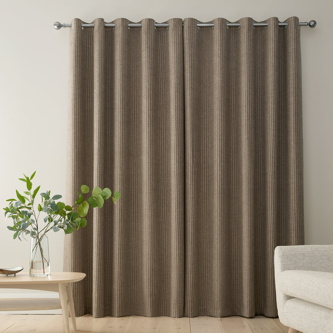 Chenille Stripe Lined Eyelet Curtains