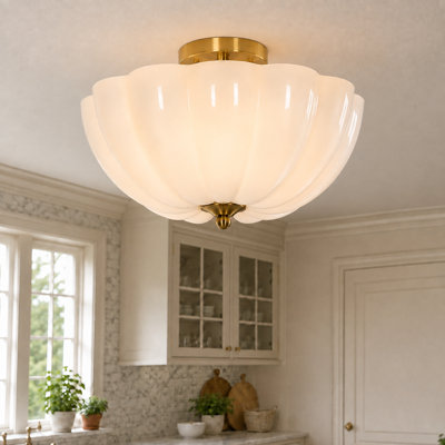 Atchison 3-Light 16” Semi Brass Flush Mount
