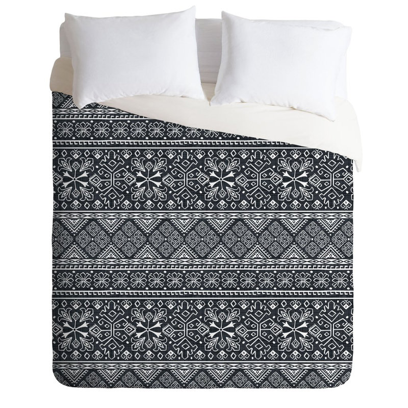Ensemble de housse de couette Heather Dutton Grand Bazar, Housse de couette simple / simple TG et 1 taie dé, Noir