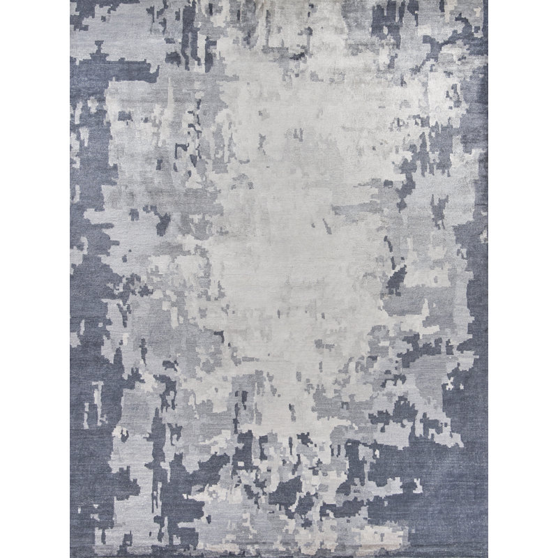Bamboo Silk Abstract Area Rug, Rectangle 8' x 10'