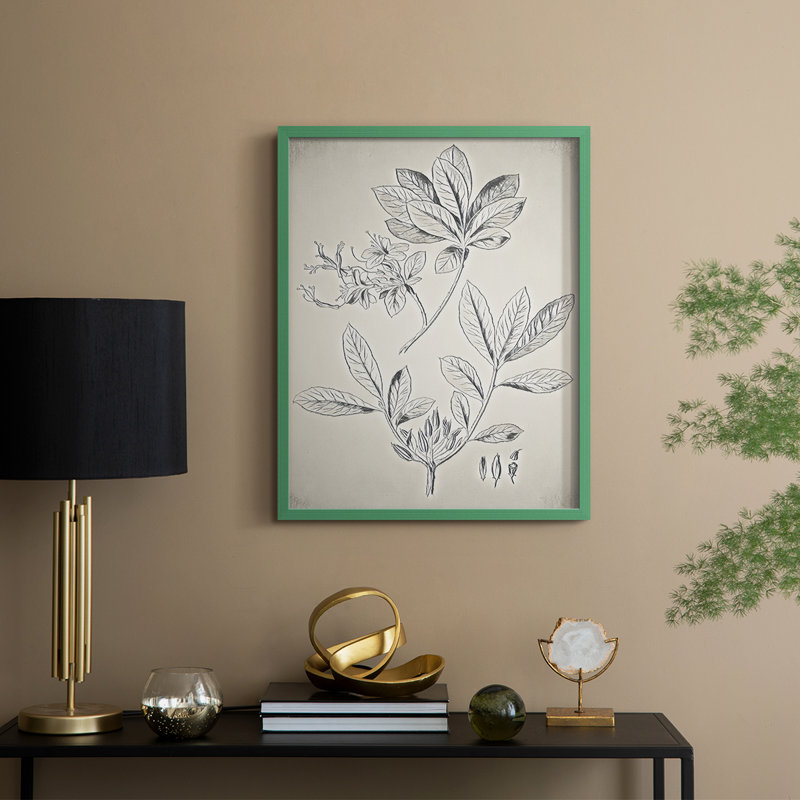 Impression florale vintage encadrée CCX III - bois massif, H 15 po x l 12 po, Vert